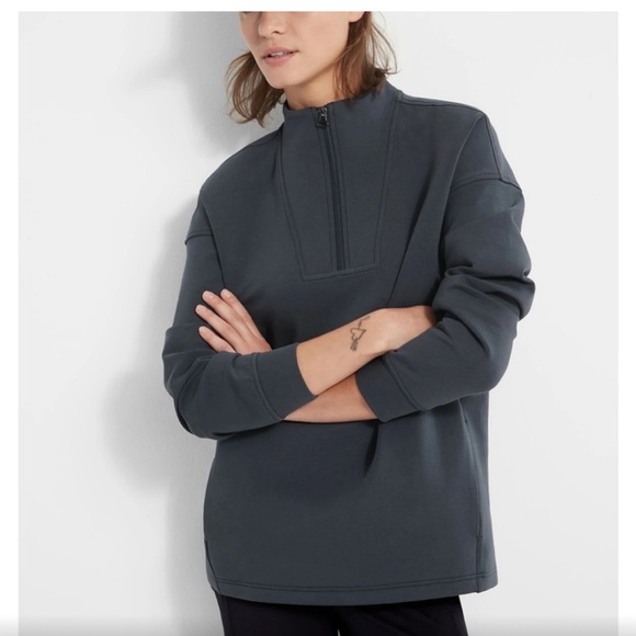 Banana Republic BR Standard Scuba-Knit Sweatshirt Tunic Silky Coal XS - Picture 3 of 9